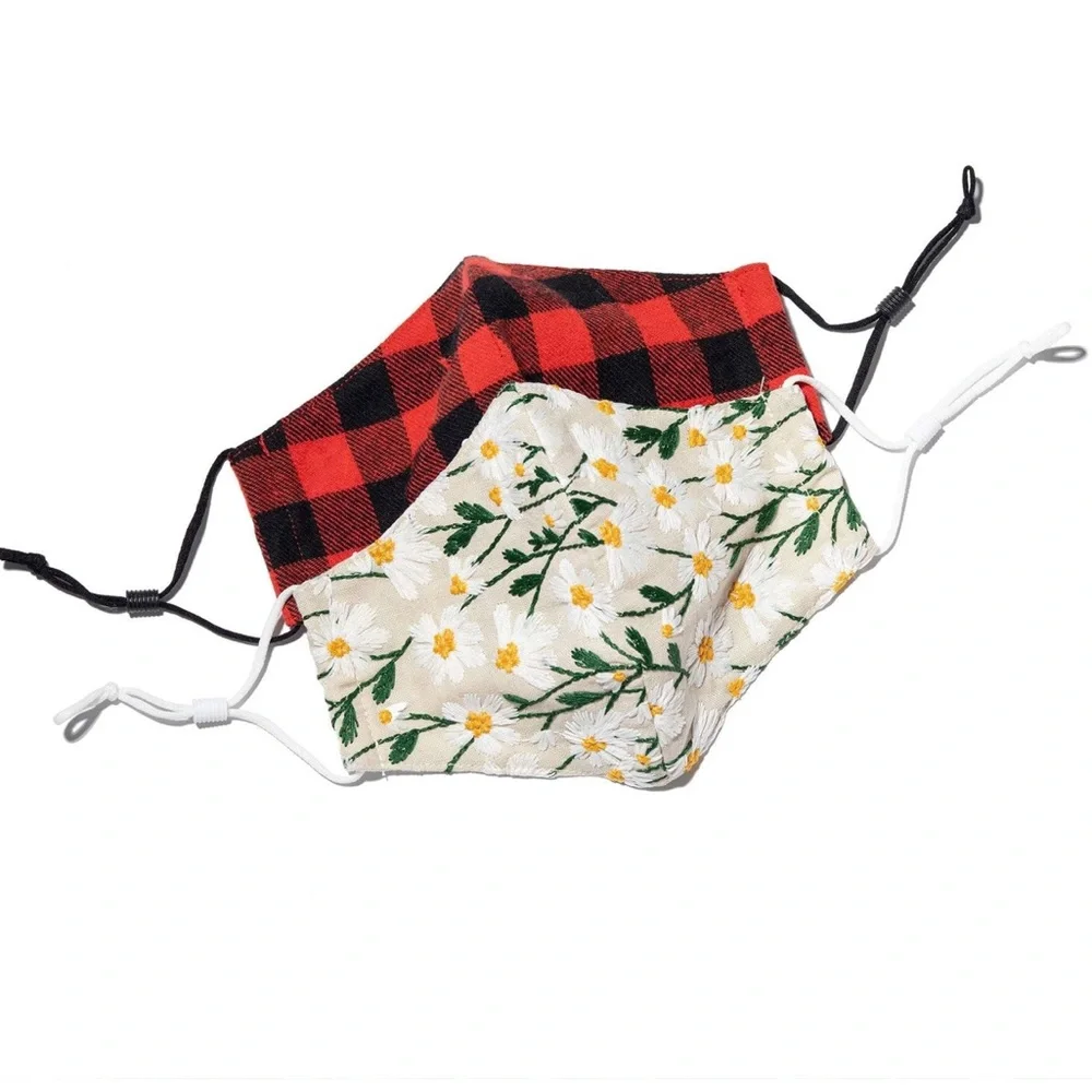 LELE SADOUGHI NWT AUTHENTIC KIDS ASPEN LODGE SET OF 2 EMBROIDERED FACE MASK